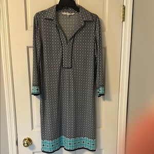 Black, Blue and Teal Patterned Dress
